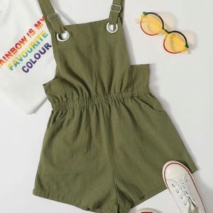Olive green linen shortall
